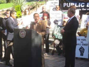 Los Angeles City Council President Herb Wesson announcing that the first public bank in California is coming to Los Angeles.