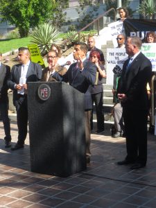 Assemblyman Miguel Santiago, co-author of AB 857, at press conference