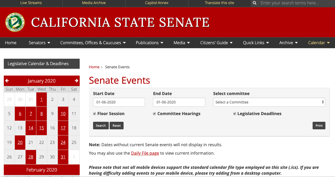 California s Legislative Calendar California Globe