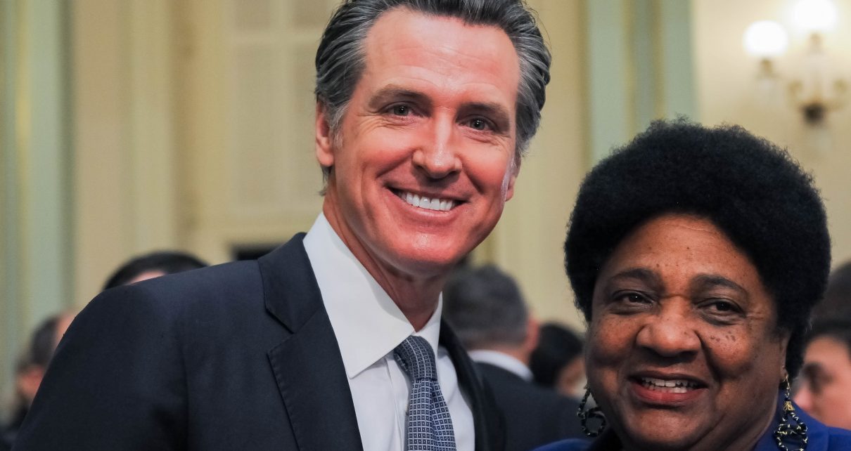 Gavin Newsom and Shirley Weber