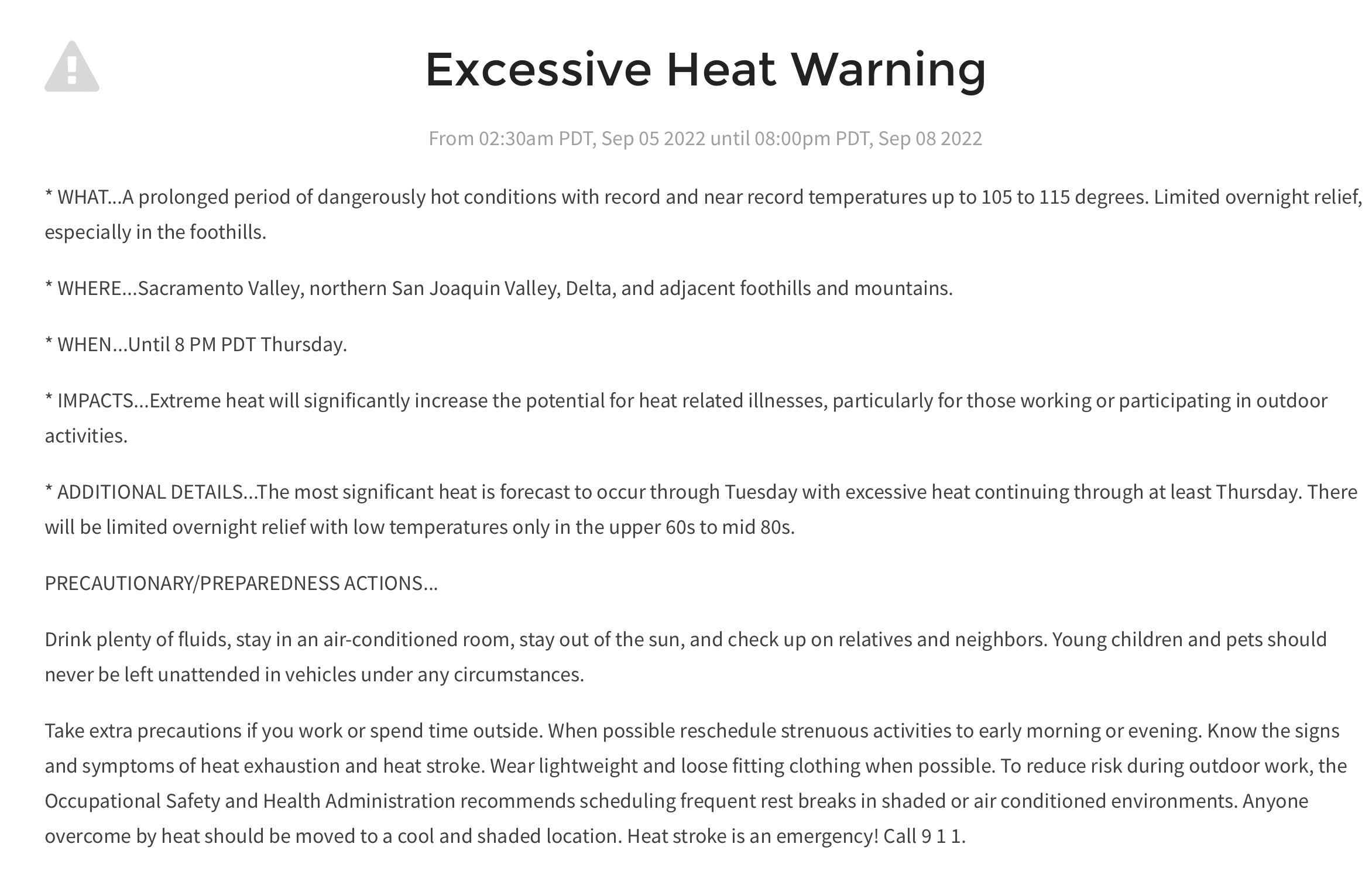 KCRA heat warning. (Photo: screen shot)