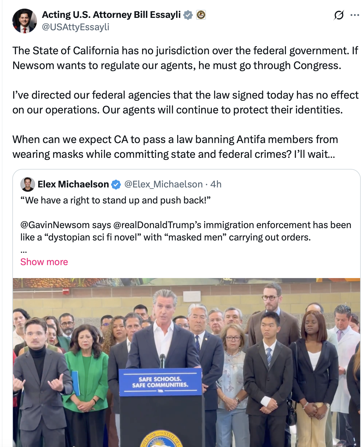 California Governor and Democrats Celebrate Bills Calling ICE Agents ...